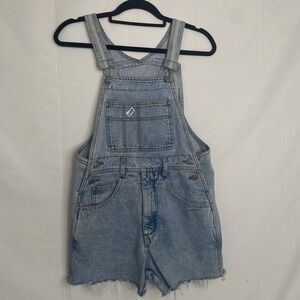 VTG GUESS By Georges Marciano Overalls Distressed‎ Denim Cut Shorts Womens S